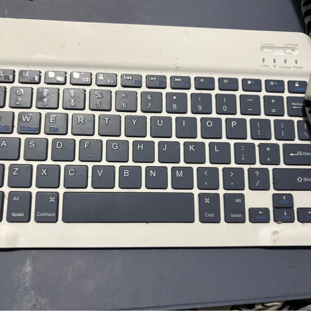 Wireless White and Blue Keyboard